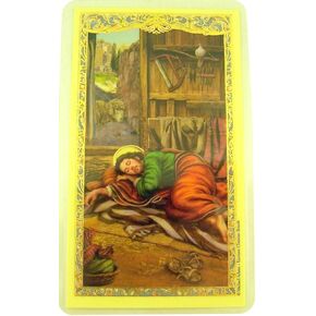 The Sleeping Saint Joseph Laminated Holy Card with Prayer, 4 1/2 Inch (Single (Pack of 1))