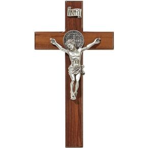 Christian Brands Catholic 8" St Ben Crucifix Ant SIL