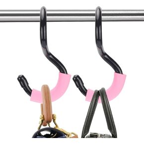 Purse Hanger for Closet,Unique S-Shaped Twist Design Sponge Anti Scratch Bag Hook,be Used for Handbags,Purses, Belts, Clothes,Pots,Garage Suspension Tools (2 Black+2 Pink)