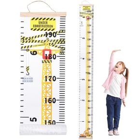 Growth Chart for Kids, Height Chart Ruler for Wall with Construction Style Child Height Measurement Wall Chart for Kids Bedroom Nursery Wall Decoration