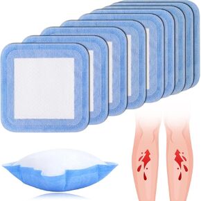 4x4 Super Absorbent Wound Dressing for Heavy Draining Wound, Nonstick Super Absorbent Bandages for Exuding Wound Care, Bed Sore/Pressure Venous Ulcer/Chronic Non-Healing Wounds Pack of 10