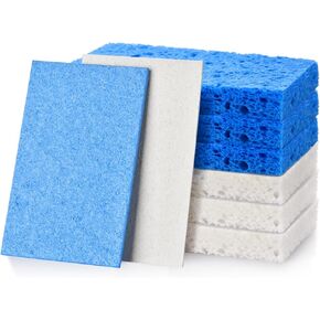 Mcyye 8PCS Compressed Kitchen Sponges Pack for Household Use, Premium Dish Sponges Kitchen Natural, Non Scratch Cleaning Sponges for Dishes, Excellent Cleaning Tools, Save Space, Blue & White Sponge in Saudi Arabia