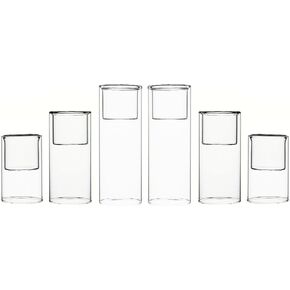 CYS EXCEL Clear Glass Tealight Candle Holders Bud Vases (Pack of 6) Hurricane Candle Holders Home Décor Wedding Candle Centerpiece Cylinder Vases
