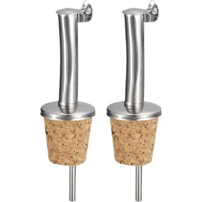 uxcell Stainless Steel Bottle Pourers, 10Pcs Auto Flip Olive Oil Spout, Cork Design Wine Bottle Stoppers, for Pours Liquid, Olive Oil, Wine, Vinegar