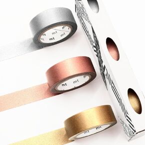MT Washi Masking Tape - Kamoi Paper Washi Adhesive Tape - 15mm * 7m, Black, White, Gold