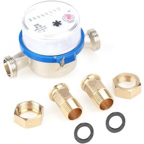 Nikou Cold Water Meter, 15mm 1/2" Garden Home Plastic Cold Water Meter Single Water Flow Dry Table Measuring Tools
