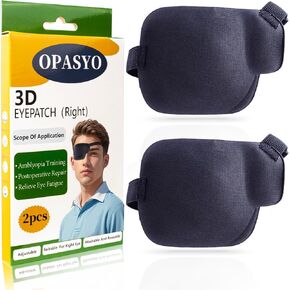 Eye Patches for Adults 2pcs Eye Patch Medical,3D Adjustable Eyepatch for Adults,Black Reusable Eye Patches for Lazy Eye Strabismus and After Surgery,Pirate Eye Patch (Right Eye) in Kuwait