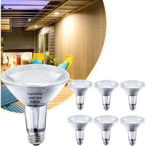 PAR30 هالوجين طويل الرقبة 60W 120V - 6 عبوات PAR30 لمبات ضوء الفيضانات E26 قاعدة، 60W PAR30 عكس الضوء 2800K أبيض دافئ، لمبة هالوجين PAR30 طويلة الأمد لتتبع الضوء، ضوء راحة
