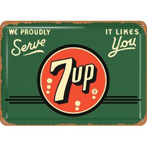 Old 7up Sign 6 - Retro Metal Tin Sign Vintage Plaque Poster for Home Kitchen Bar Coffee Shop 12x8 Inch
