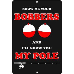 Rogue River Tactical Funny Fishing Metal Tin Sign Wall Decor Man Cave Bar Bobbers Funny Fish Sign