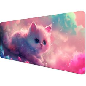 Cute Paw Print Mouse Pad Desk Mat,Large Mouse Pads Desk Pad,Full Size Mouse Pad Gaming Mousepad Mouse Mat with Stitched Edge - Non-Slip Rubber Base for Office Computer Keyboard Laptop