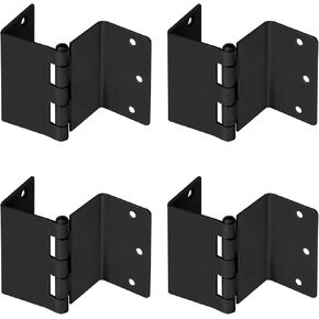 4 Pcs Black Offset Door Hinges,3.5 Inches Expandable Hinges Rounded Corner Four Fold Swing Hinges