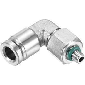 PATIKIL Push to Connect Fitting Elbow 6mm Tube OD M5*0.8 Male Thread, 2 Pack 304 Stainless Steel Right Angle Hose Pipe Connector, Silver