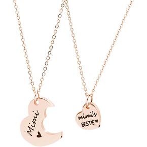 Meibai Gigi and Gigi's Bestie Necklace Set Matching Heart Pendant for Grandma Granddaughter Mimi Nana Necklace Grandma and Me Gift