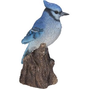 Hi-Line Gift Motion Activated Singing Blue Jay Standing ON Stump