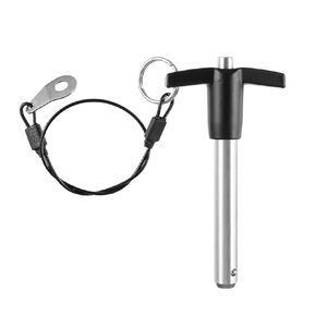 T Handle Quick Release Pin with Push Button,0.37" Dia. 1.18"Usable Length 304 Stainless Steel Ball Locking Pins with Lanyard Cable（9.5mm-30mm)