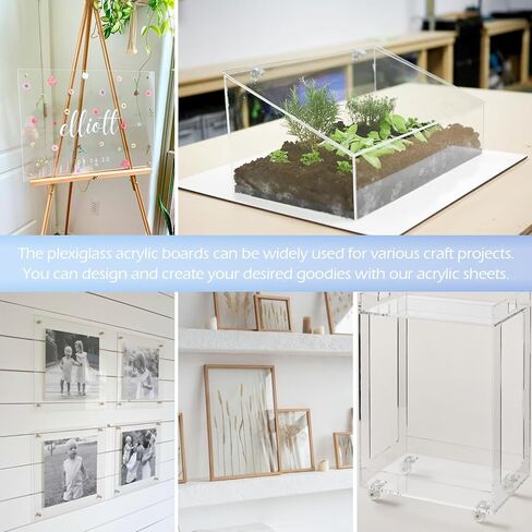 JINMURY 4 عبوات من صفائح الأكريليك الشفافة مقاس 11 بوصة × 14 بوصة بسمك 1/8 بوصة (3 مم) صفائح بلاستيكية شفافة من الأكريليك المصبوب للعلامة والنقش والقطع بالليزر والحرف اليدوية ومشاريع العرض بنفسك in Kuwait