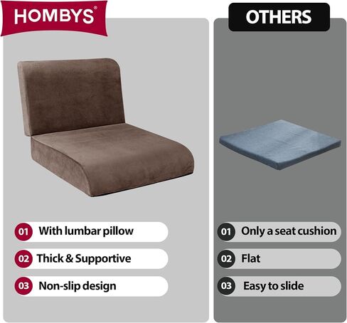 HOMBYS Recliner Seat Cushion with Lumbar Supportive Pillow Extra Large Non-Slip Seat Cushion with Back Support Cushions,Cruve Edge Design for Relief Thighs Pressure, Black in Saudi Arabia