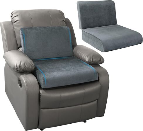 HOMBYS Recliner Seat Cushion with Lumbar Supportive Pillow Extra Large Non-Slip Seat Cushion with Back Support Cushions,Cruve Edge Design for Relief Thighs Pressure, Black in Saudi Arabia