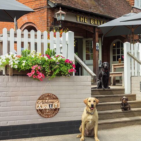 toarti مضحك ترحيب الباب الأمامي الكلب علامة الحيوانات الأليفة، مزرعة رائعتين الكرتون الكلب الديكور الباب، الكلاب ترحيب الناس علامة التسامح معلقة لصاحب الكلب هدية هووسورمينغ in Kuwait