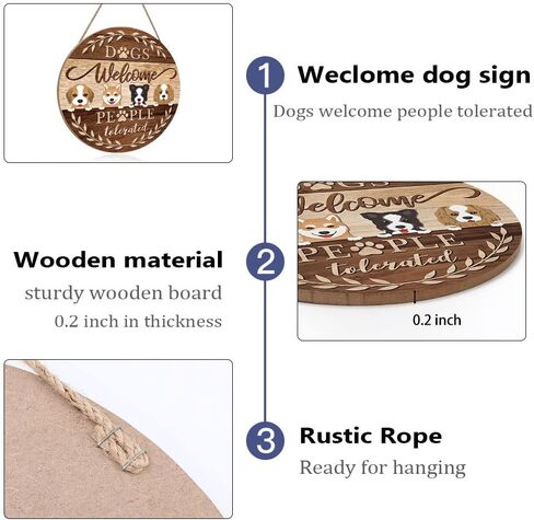 toarti مضحك ترحيب الباب الأمامي الكلب علامة الحيوانات الأليفة، مزرعة رائعتين الكرتون الكلب الديكور الباب، الكلاب ترحيب الناس علامة التسامح معلقة لصاحب الكلب هدية هووسورمينغ in Kuwait