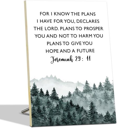 Jeremiah 29:11 For I Know The Plans I Have For You Wooden Sign Wall Art Decor, Christian Gifts for Woman Friends, Positive Bible Verse Wall Art Decor Tabletop Decor for Home Office Living Bedroom -12 in Saudi Arabia