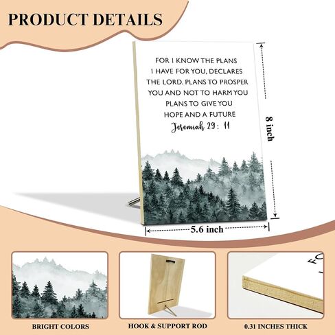 Jeremiah 29:11 For I Know The Plans I Have For You Wooden Sign Wall Art Decor, Christian Gifts for Woman Friends, Positive Bible Verse Wall Art Decor Tabletop Decor for Home Office Living Bedroom -12 in Saudi Arabia