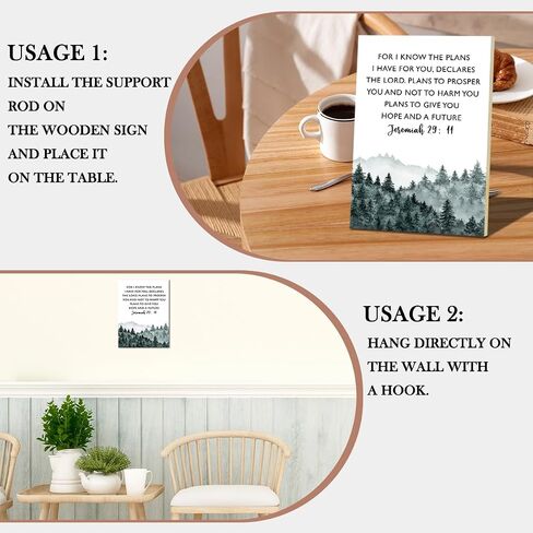 Jeremiah 29:11 For I Know The Plans I Have For You Wooden Sign Wall Art Decor, Christian Gifts for Woman Friends, Positive Bible Verse Wall Art Decor Tabletop Decor for Home Office Living Bedroom -12 in Saudi Arabia