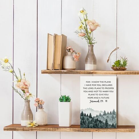 Jeremiah 29:11 For I Know The Plans I Have For You Wooden Sign Wall Art Decor, Christian Gifts for Woman Friends, Positive Bible Verse Wall Art Decor Tabletop Decor for Home Office Living Bedroom -12 in Saudi Arabia
