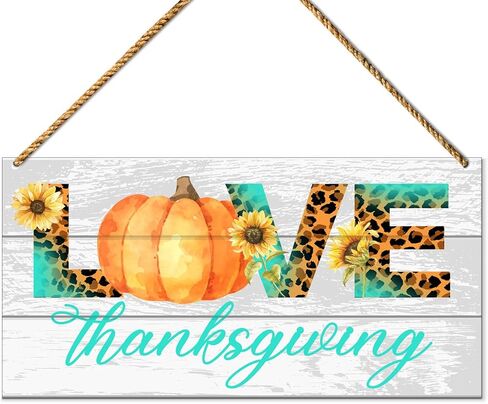 Happy Thanksgiving Wood Sign Decor, Fall Pumpkin Wall Decor for Home Porch Patio Farmhouse Kitchen Living Room Autumn Front Door Decorations Turkey Office Hanging Sign Decor in Saudi Arabia