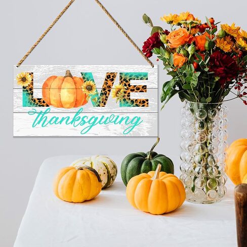 Happy Thanksgiving Wood Sign Decor, Fall Pumpkin Wall Decor for Home Porch Patio Farmhouse Kitchen Living Room Autumn Front Door Decorations Turkey Office Hanging Sign Decor in Saudi Arabia