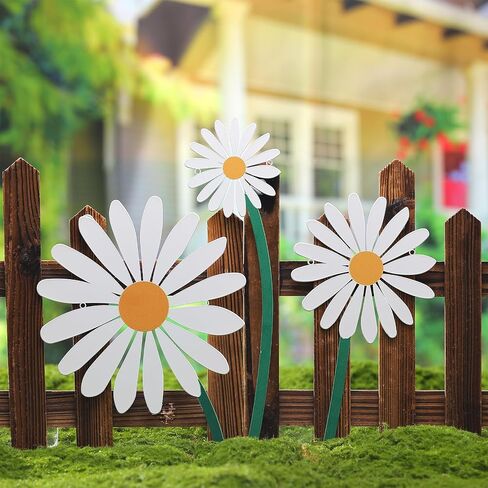Threehoney 3 Pieces Metal Daisy Wall Decor Flowers Wall Art Signs Inspirational Metal Daisy Wall Decor for Home Nursery Bedroom Living Room Bathroom Decorations Porch Patio Housewarming Gifts in Saudi Arabia