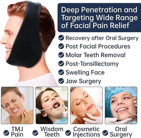 ZNÖCUETÖD حزمة ثلج لأسنان الحكمة، حزمة ثلج للوجه لإزالة آلام الأسنان، TMJ، حزمة ثلج الفك لجراحة الفم للوجه، زراعة الأسنان مع 6 عبوات جل باردة ساخنة قابلة لإعادة الاستخدام in Saudi Arabia