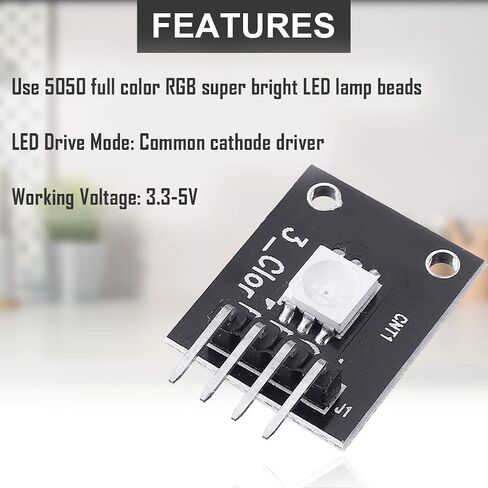 KY-009 SMD LED لوحة تركيبية RGB 5V LED SMD وحدة PWM تنظيم 5050 3 ألوان كاملة يمكن التحكم بها مع كابل لـ Arduino MCU Raspberry DIY (5 قطع) in Saudi Arabia
