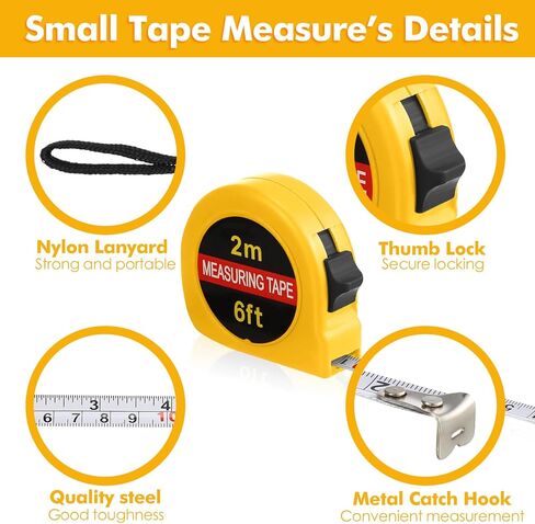 50 Pcs Small Tape Measure Retractable Bulk 6 Ft 2 M Mini Measuring Tape Retractable Tiny Measurement Tape with Inch and Metric for Construction Affair Tool Christmas Party Favors, Gifts for Men in Kuwait