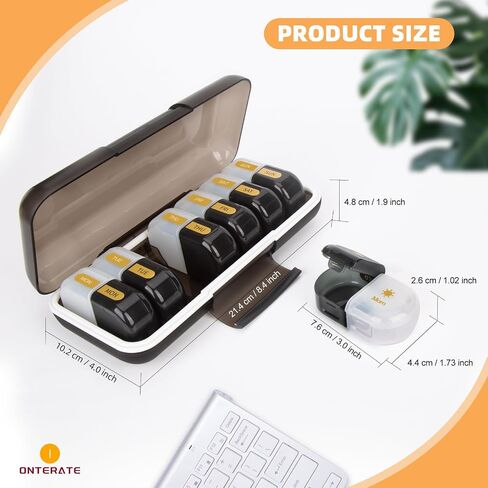 Weekly Pill Organizer, AM PM Pill Organizer 7 Days 2 Times a Day, 14 Days Detachable Pill Case, Moisture Proof Large Travel Pill Box for Vitamins Fish Oils (Black + White) in Saudi Arabia