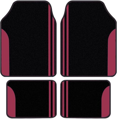 سجادة أرضية سجاد بمقاس عالمي من Flying Banner مضادة للانزلاق ومقاومة للماء للسيدات ملونة مناسبة لسيارات الدفع الرباعي والشاحنات وسيارات السيدان والشاحنات الصغيرة، مجموعة من 4 قطع (وردي أسود) in Kuwait