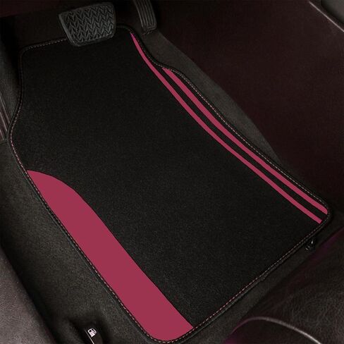 سجادة أرضية سجاد بمقاس عالمي من Flying Banner مضادة للانزلاق ومقاومة للماء للسيدات ملونة مناسبة لسيارات الدفع الرباعي والشاحنات وسيارات السيدان والشاحنات الصغيرة، مجموعة من 4 قطع (وردي أسود) in Kuwait