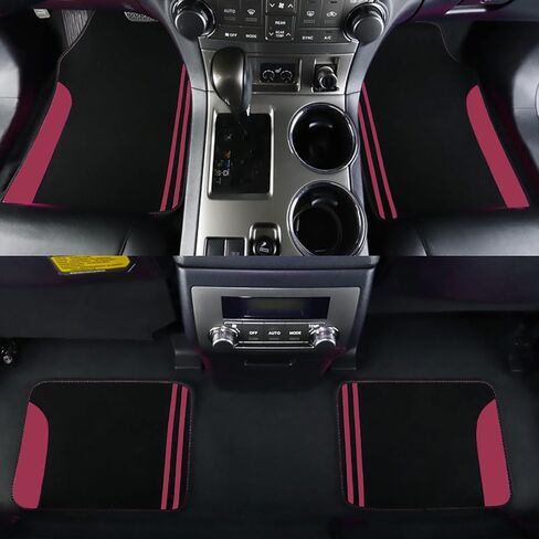 سجادة أرضية سجاد بمقاس عالمي من Flying Banner مضادة للانزلاق ومقاومة للماء للسيدات ملونة مناسبة لسيارات الدفع الرباعي والشاحنات وسيارات السيدان والشاحنات الصغيرة، مجموعة من 4 قطع (وردي أسود) in Kuwait