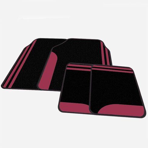سجادة أرضية سجاد بمقاس عالمي من Flying Banner مضادة للانزلاق ومقاومة للماء للسيدات ملونة مناسبة لسيارات الدفع الرباعي والشاحنات وسيارات السيدان والشاحنات الصغيرة، مجموعة من 4 قطع (وردي أسود) in Kuwait