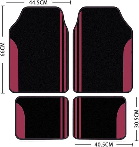 سجادة أرضية سجاد بمقاس عالمي من Flying Banner مضادة للانزلاق ومقاومة للماء للسيدات ملونة مناسبة لسيارات الدفع الرباعي والشاحنات وسيارات السيدان والشاحنات الصغيرة، مجموعة من 4 قطع (وردي أسود) in Kuwait