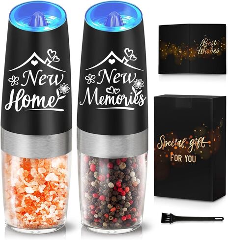 House Warming Gifts New Home, Housewarming Gifts for New House, Best Housewarming Gifts 2024, Automatic Gravity Electric Salt and Pepper Grinder Set of 2, Battery Operated with LED Light in Saudi Arabia