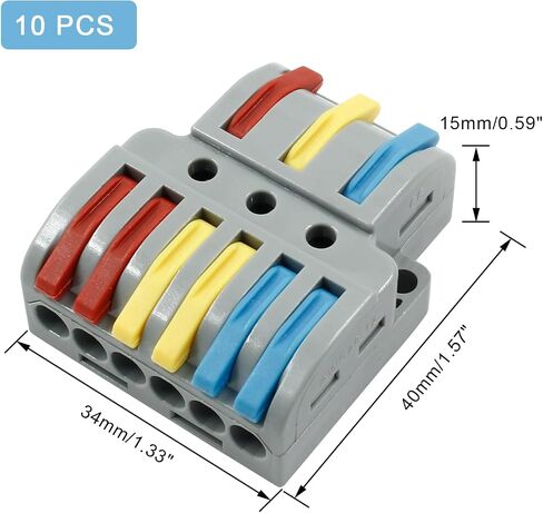 10 Pcs Lever Wire Connectors, Universal Electrical Connectors Wire Terminals Block, Compact Wire Splice Connectors for Quick Connect (3 in 6 Out) in Saudi Arabia