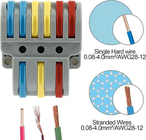 10 Pcs Lever Wire Connectors, Universal Electrical Connectors Wire Terminals Block, Compact Wire Splice Connectors for Quick Connect (3 in 6 Out) in Saudi Arabia