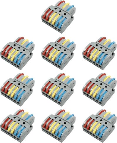 10 Pcs Lever Wire Connectors, Universal Electrical Connectors Wire Terminals Block, Compact Wire Splice Connectors for Quick Connect (3 in 6 Out) in Saudi Arabia