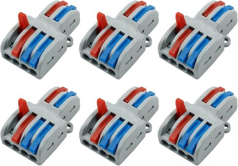 10 Pcs Lever Wire Connectors, Universal Electrical Connectors Wire Terminals Block, Compact Wire Splice Connectors for Quick Connect (3 in 6 Out) in Saudi Arabia