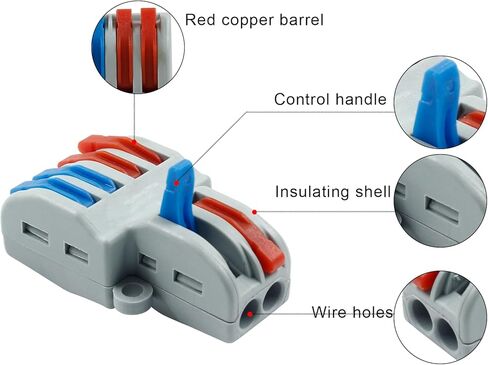 10 Pcs Lever Wire Connectors, Universal Electrical Connectors Wire Terminals Block, Compact Wire Splice Connectors for Quick Connect (3 in 6 Out) in Saudi Arabia
