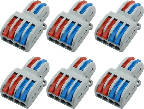 10 Pcs Lever Wire Connectors, Universal Electrical Connectors Wire Terminals Block, Compact Wire Splice Connectors for Quick Connect (3 in 6 Out) in Saudi Arabia