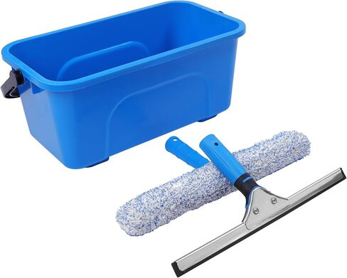 Squeegee for Window Cleaning,Window Cleaning Squeegee kit with Bucket&Microfiber Scrubber,Bathroom,Shower Doors,Mirrors,Tiles,and Car Windows in Saudi Arabia