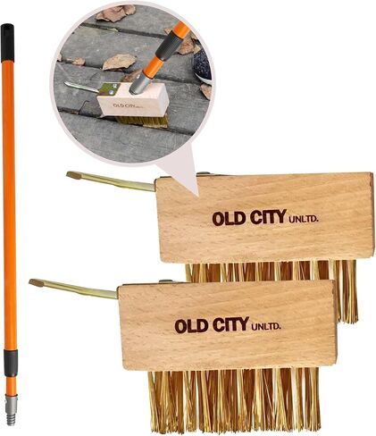 Moss Remover Deck Crevice Cleaning Tool with Pole Includes 2 Paver Brushes, Tool for Weeding Between Pavers, Wire Brush with Weed Hook, Deck Cleaner, Crack Weeder, Patio Weed Remover Tool in Saudi Arabia
